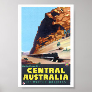 Aller en train en Australie centrale Affiche Vinta