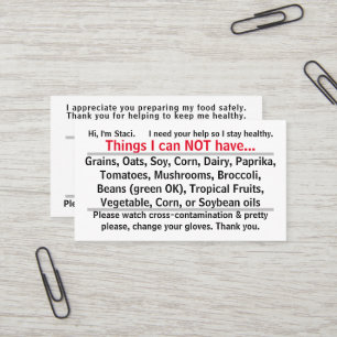 Allergen Card