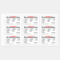 Allergen Labels for Food Containers