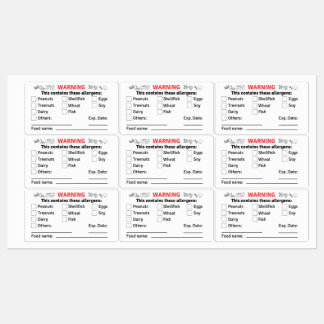 Allergène Étiquettes avec nom alimentaire pour con