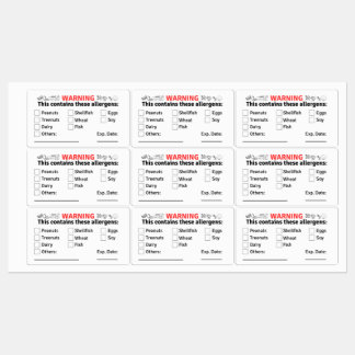 Allergène Étiquettes pour contenants alimentaires