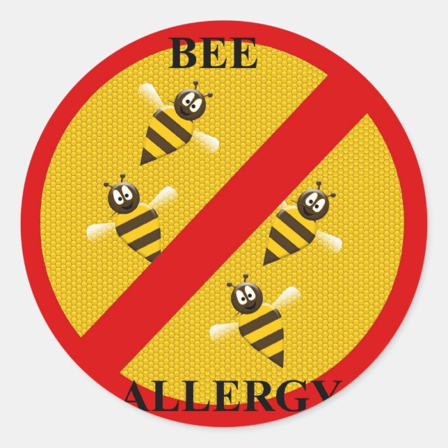 Allergic to bees classic round sticker (Front)