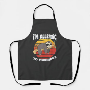 Allergic To Mornings Sloth Animal Sloths Lover Vin Apron