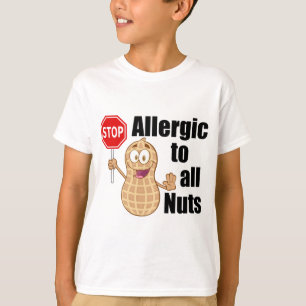 Allergic to Peanuts Cute Nut Allergy Kids T-Shirt