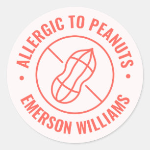 Allergic to Peanuts Kids Classic Round Sticker