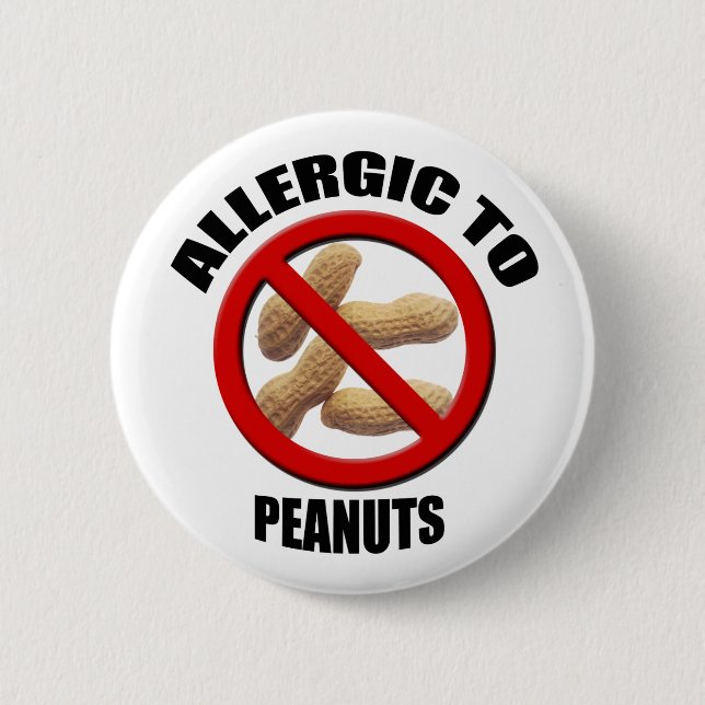Allergic to Peanuts Medical Alert Std Button (Front)