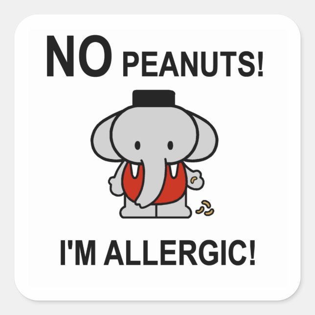 Allergic to Peanuts Square Sticker (Front)