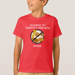 Allergic to Peanuts & Tree Nuts Personalized Kids T-Shirt