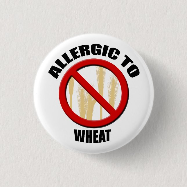 Allergic Wheat Alergy Medical Alert Warning Small 1 Inch Round Button (Front)