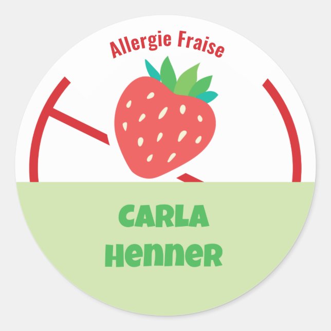 Allergie Fraise Classic Round Sticker (Front)