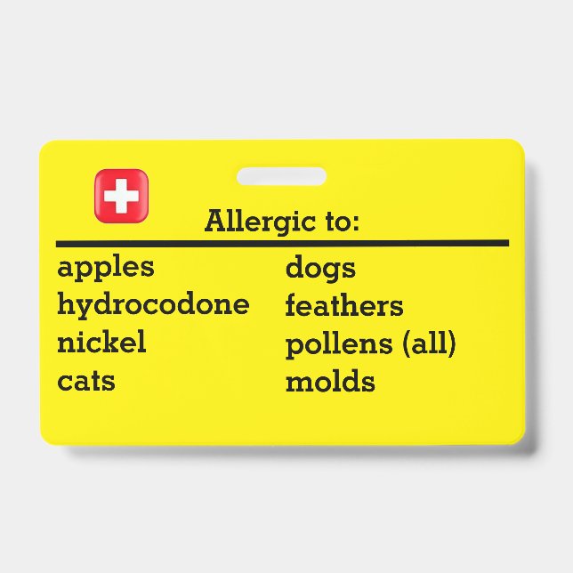 Allergies and Conditions Badge (Front)