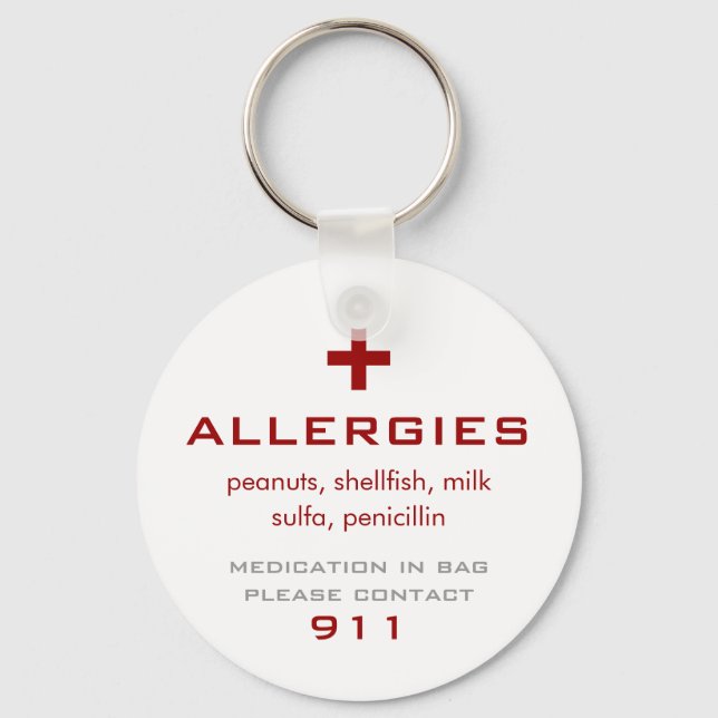 Allergies Medical Keychain (Front)
