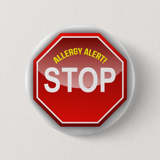 ALLERGY ALERT - add custom text! 2 Inch Round Button (Front)