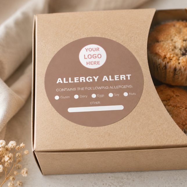 Allergy Alert Bakery Custom Logo Classic Round Sticker (Allergy Alert Bakery Custom Logo Classic Round Sticker)