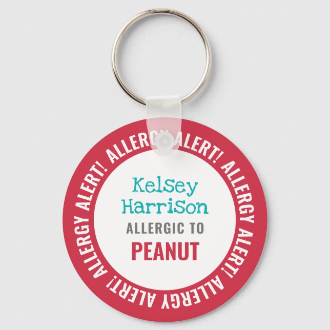 Allergy Alert Customized Kids School Keychain (Front)
