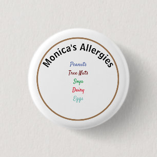 Allergy Alert Editable Name 1 Inch Round Button