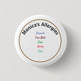 Allergy Alert Editable Name 1 Inch Round Button