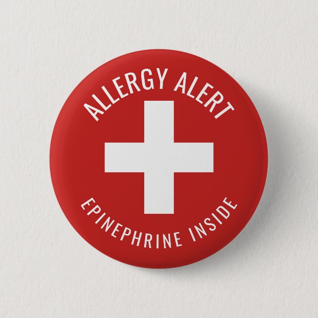 Allergy Alert Epinephrine Inside Medical Emergency 2 Inch Round Button (Front)