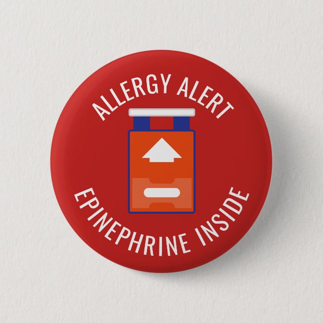 Allergy Alert Epinephrine Inside Medical Kids 2 Inch Round Button (Front)