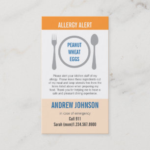 Allergy Alert Orange Duotones Calling Card