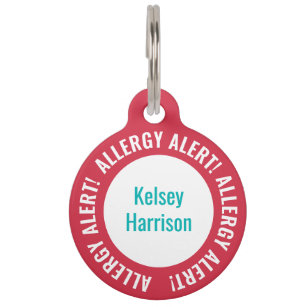 Allergy Alert Personalized Kids School Daycare Pet Tag