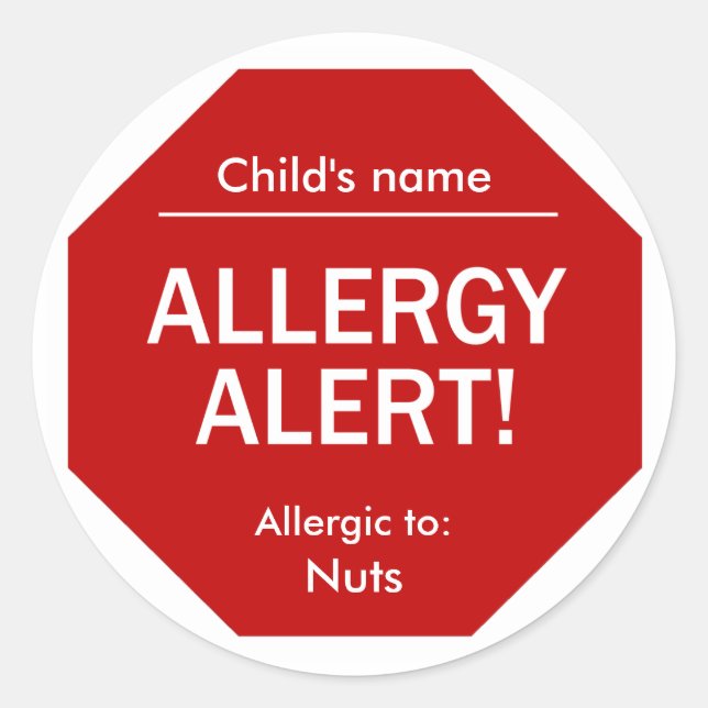 Allergy Alert stickers (Front)