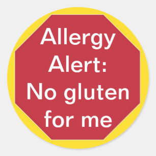 Allergy Allert:  No Gluten Customizable Text Classic Round Sticker