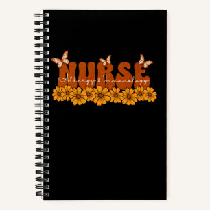 Allergy and Immunology Nurse Groovy Orange Floral Notebook
