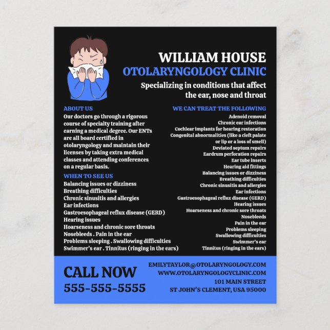 Allergy Design, Otolaryngologist, Otolaryngology Flyer (Front)