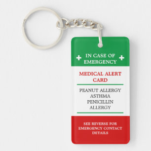 ALLERGY In Case of Emergency (I.C.E.) Card allergy Keychain