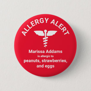 Allergy Medical Alert 2 Inch Round Button