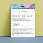 Allergy Patch Test Eyelash Extension Holograph Letterhead<br><div class="desc">Hook Up with a Professional Touch: Build Client Trust with Every Detail Inspired by holographic design, our customizable Eyelash Extension Consent Form is designed to elevate your client experience. Tailor it effortlessly to suit your unique business needs, making it the ideal fit for Eyelash Bars and Aesthetician services. This consent...</div>