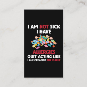 Allergy Sufferer Joke Allergic Humor Allergies Business Card