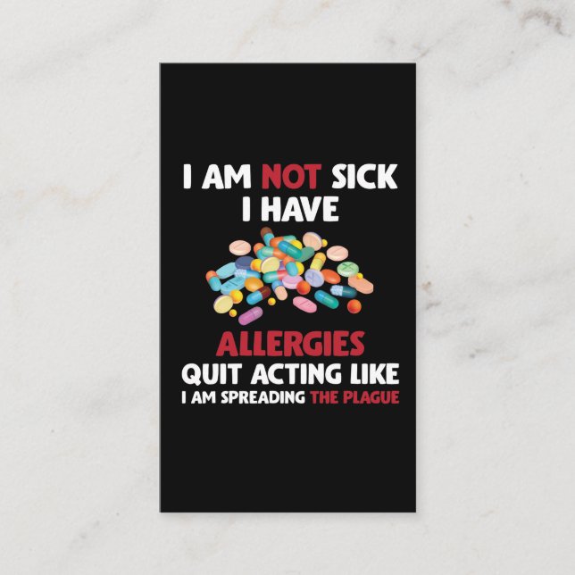 Allergy Sufferer Joke Allergic Humor Allergies Business Card (Front)