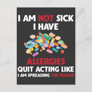 Allergy Sufferer Joke Allergic Humour Allergies Postcard