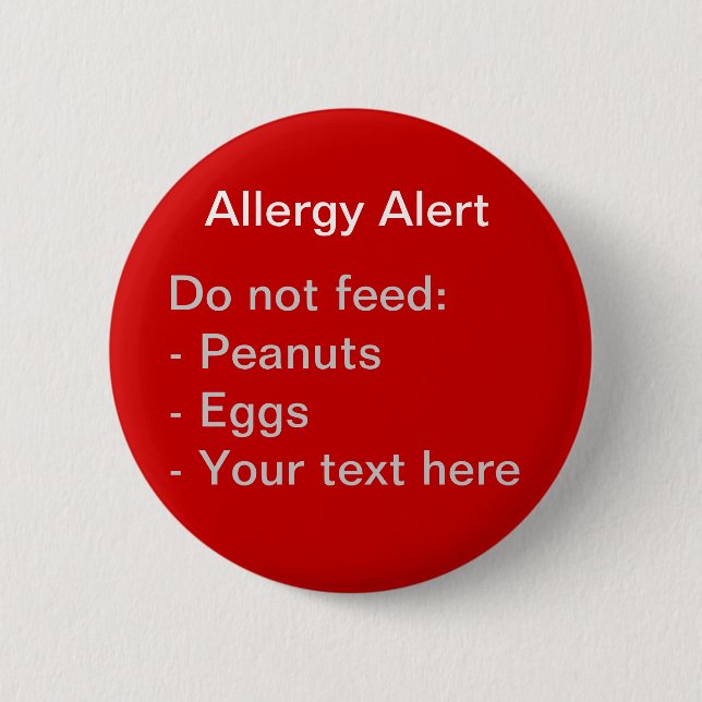 Allergy warning alert 2 inch round button (Front)