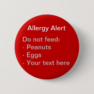 Allergy warning alert 2 inch round button