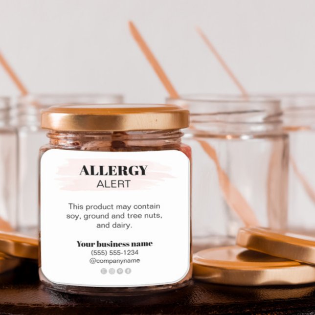 Allergy Warning Ingredient List Business Food  Square Sticker (Creator Uploaded)