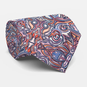 Alley Cat-Abstract Hand Painted Print Pattern Tie