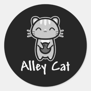 Alley Cat Bowling Cute Kitty Lover Bowler Classic Round Sticker