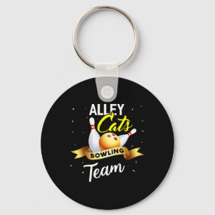 Alley Cat Bowling Shirt Funny Bowler Bowling Keychain