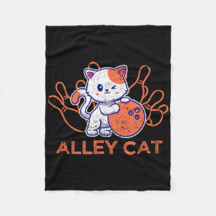 Alley Cat Bowling Team Humour Funny Bowler Cats Vi Fleece Blanket