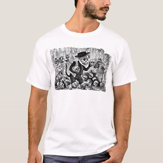Alley Cat Calavera c. early 1900's Mexico. T-Shirt (Front)