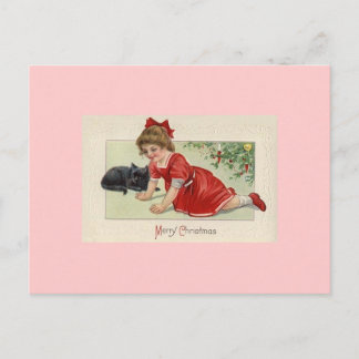 Alley-cat-girl Holiday Postcard