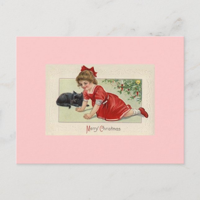 Alley-cat-girl Holiday Postcard (Front)