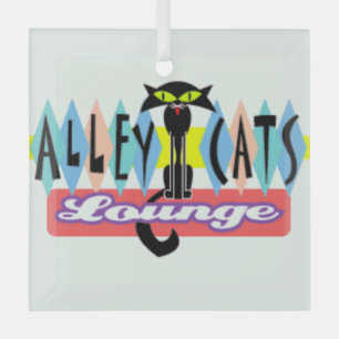 "Alley Cat Lounge" Glass Ornament