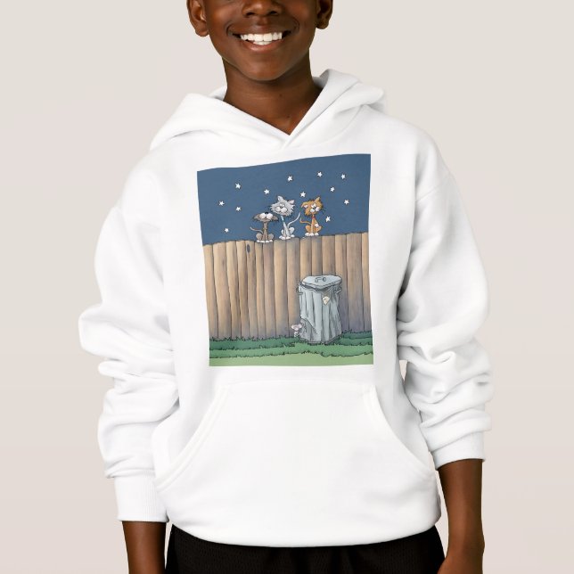 Alley Cats on a fence  Hoodie (Front)