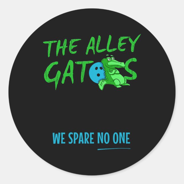 Alley Gator Funny Bowling  Classic Round Sticker (Front)