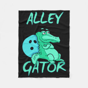 Alley Gator Funny Bowling T Shirt Fleece Blanket