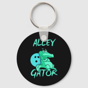 Alley Gator Funny Bowling T Shirt Keychain